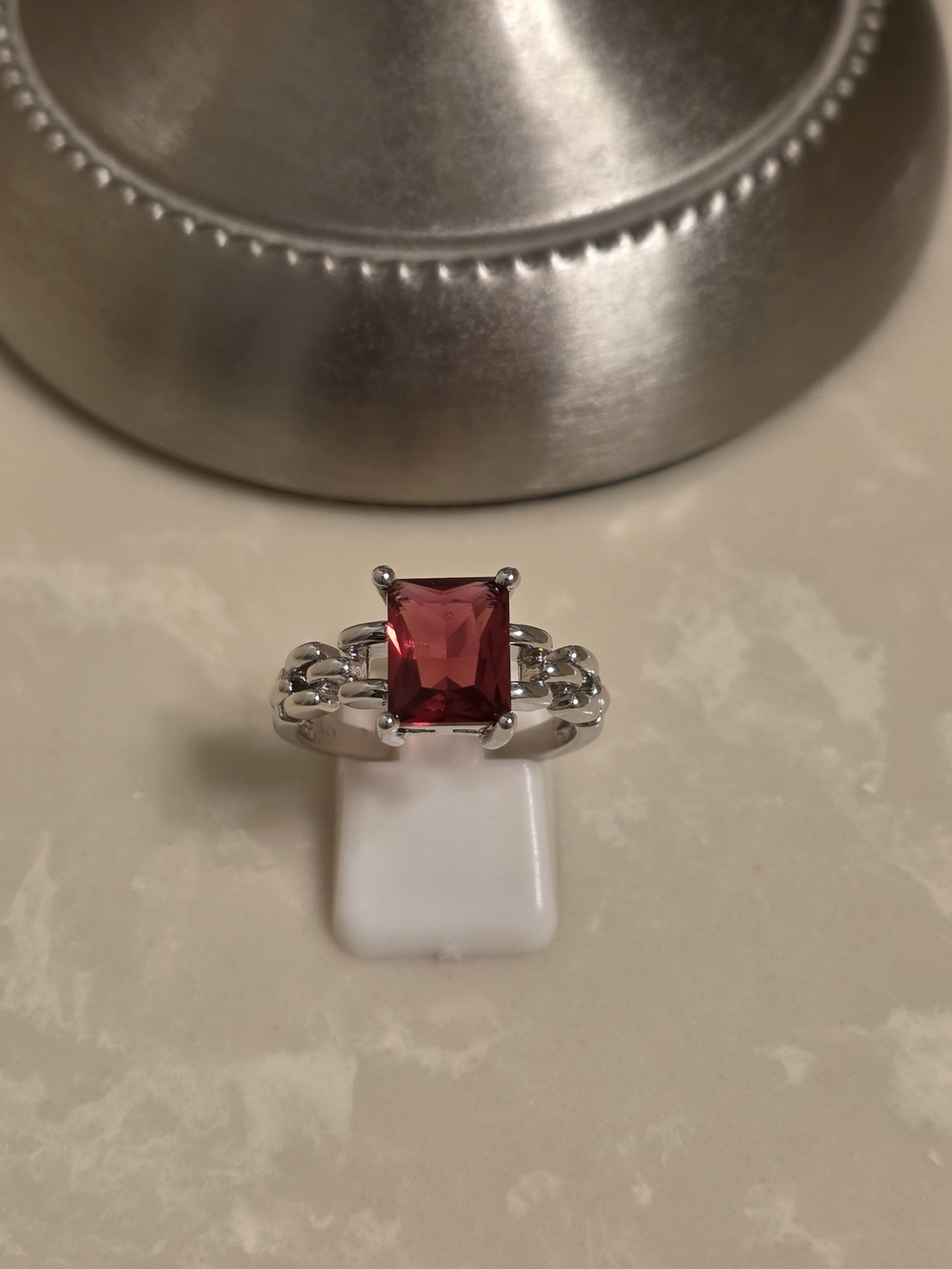 925 Silver and Ruby Ring Size 9